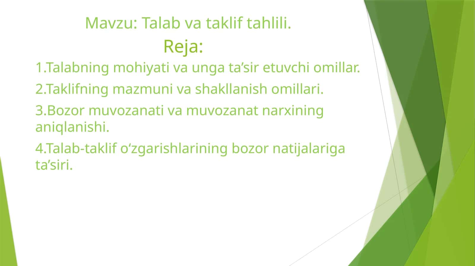 Talab va taklif tahlili 1