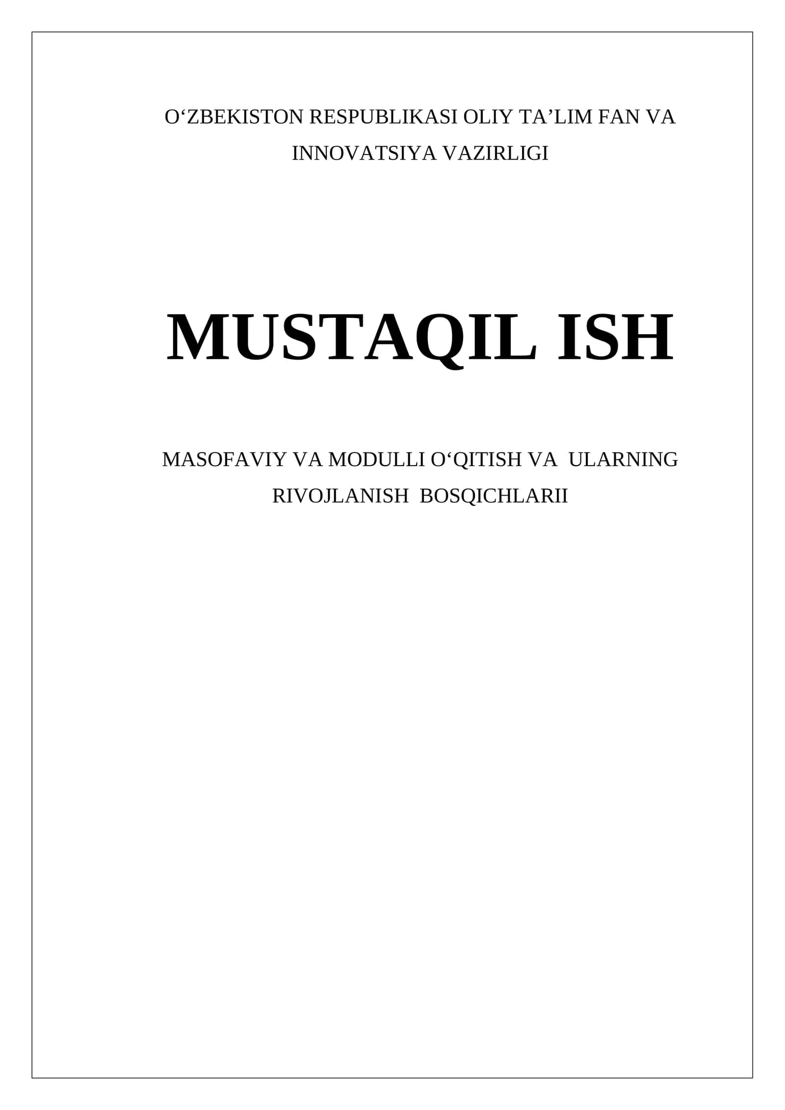 Masofaviy va Modulli Oʻqitish 1