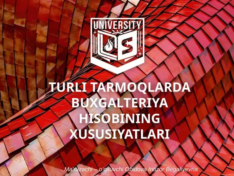 TURLI TARMOQLARDA BUXGALTERIYA HISOBINING XUSUSIYATLARI 1