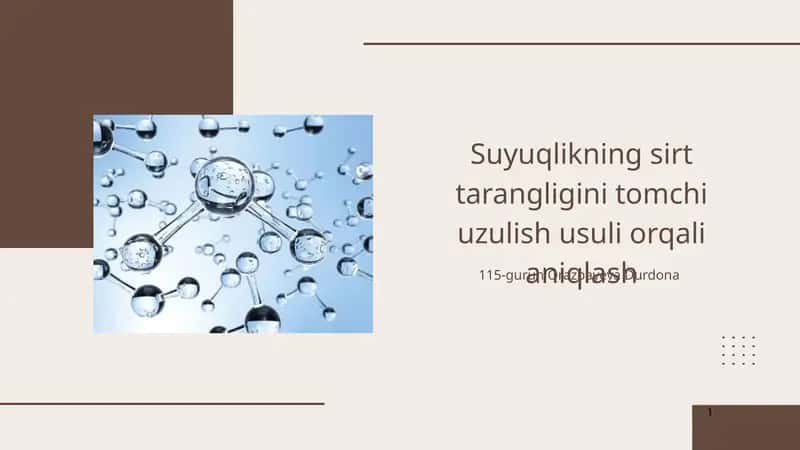 Suyuqlikning sirt tarangligini tomchi uzulish usuli orqali aniqlash 1