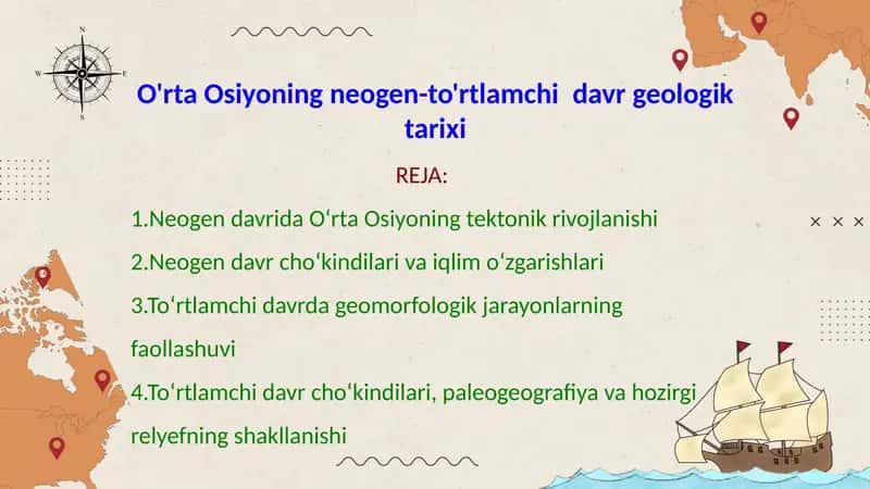 O'rta Osiyoning neogen-to'rtlamchi davrgeologik tarixi 1