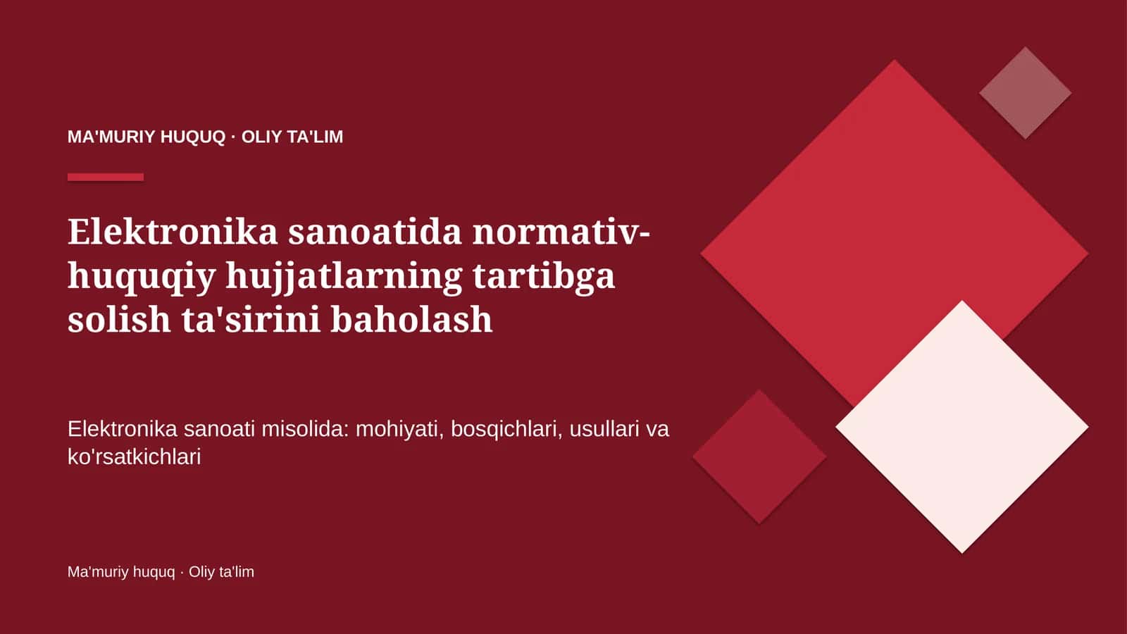 Elektronika sanoatida normativ-huquqiy hujjatlarning tartibga solish ta'sirini baholash 1