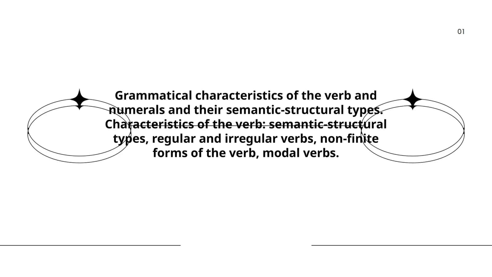 Grammatical characteristics of the verb and numerals and their semantic-structural types 1