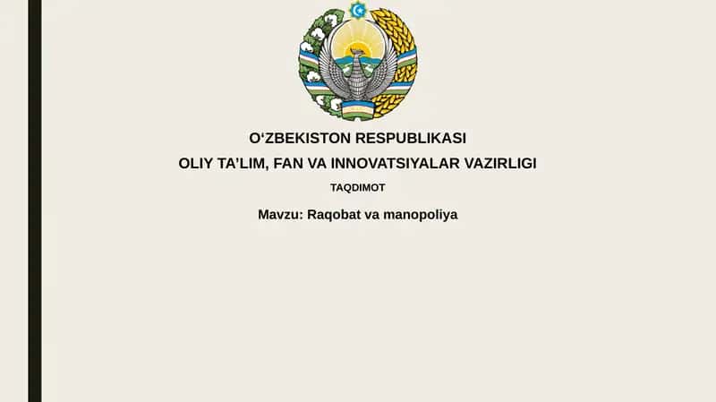 Raqobat va Monopoliya: Asosiy tushunchalar 1