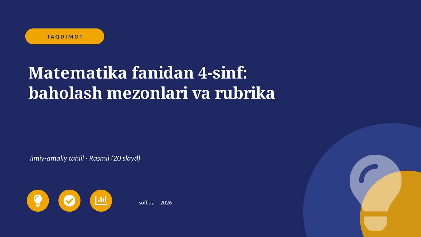 Matematika fanidan 4-sinf: baholash mezonlari va rubrika 1