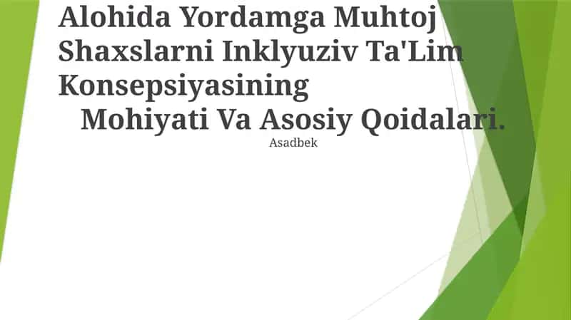 Inklyuziv Ta'lim Konsepsiyasi 1