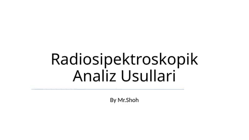Radiosipektroskopik Analiz Usullari 1