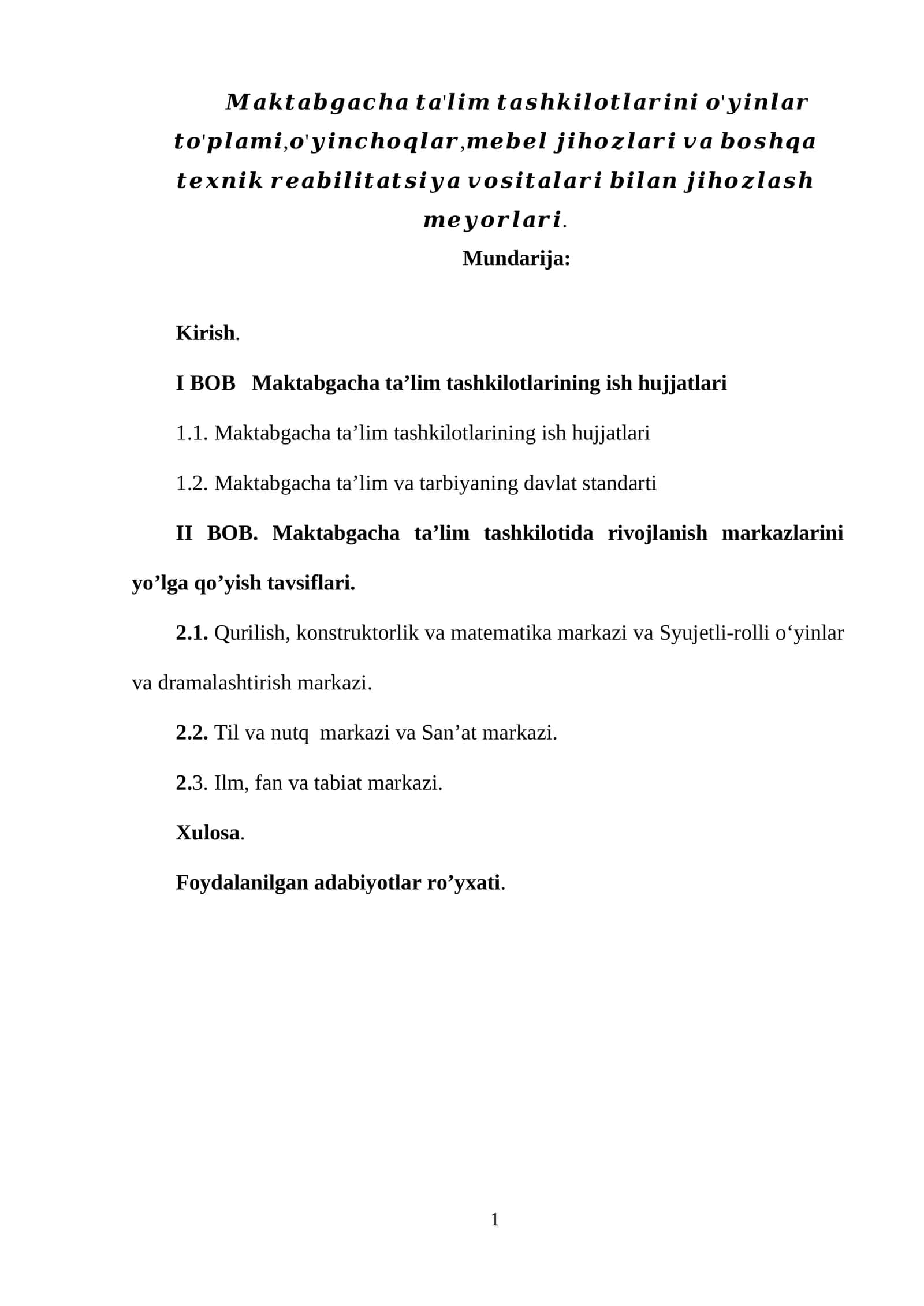 Maktabgacha ta'lim tashkilotlarining ish hujjatlari 1