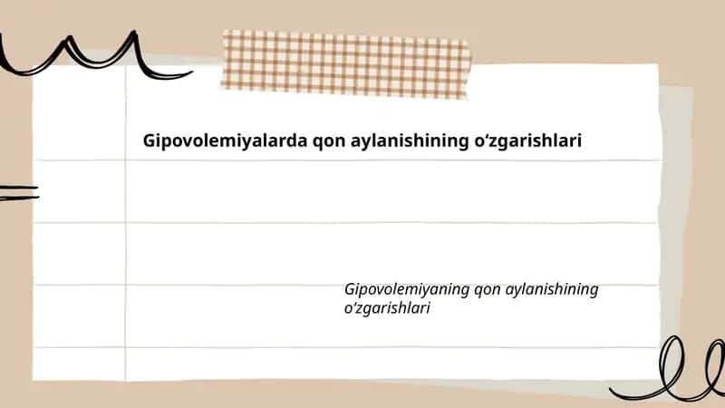 Gipovolemiyalarda qon aylanishining oʻzgarishlari 1