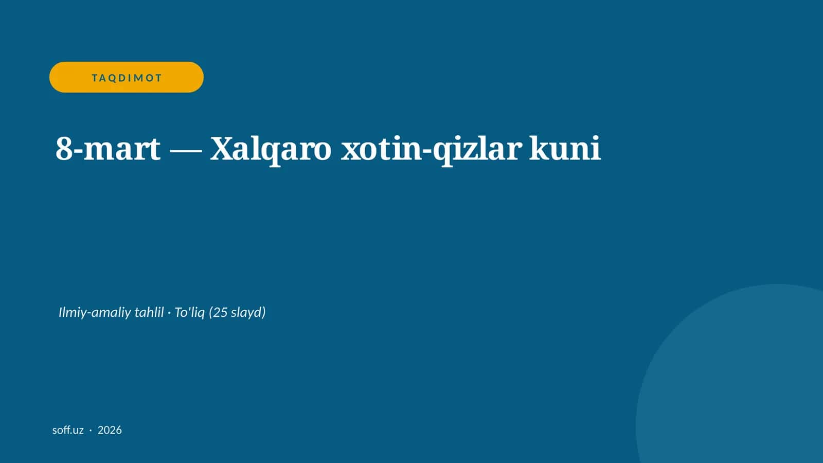 8-mart — Xalqaro xotin-qizlar kuni 1