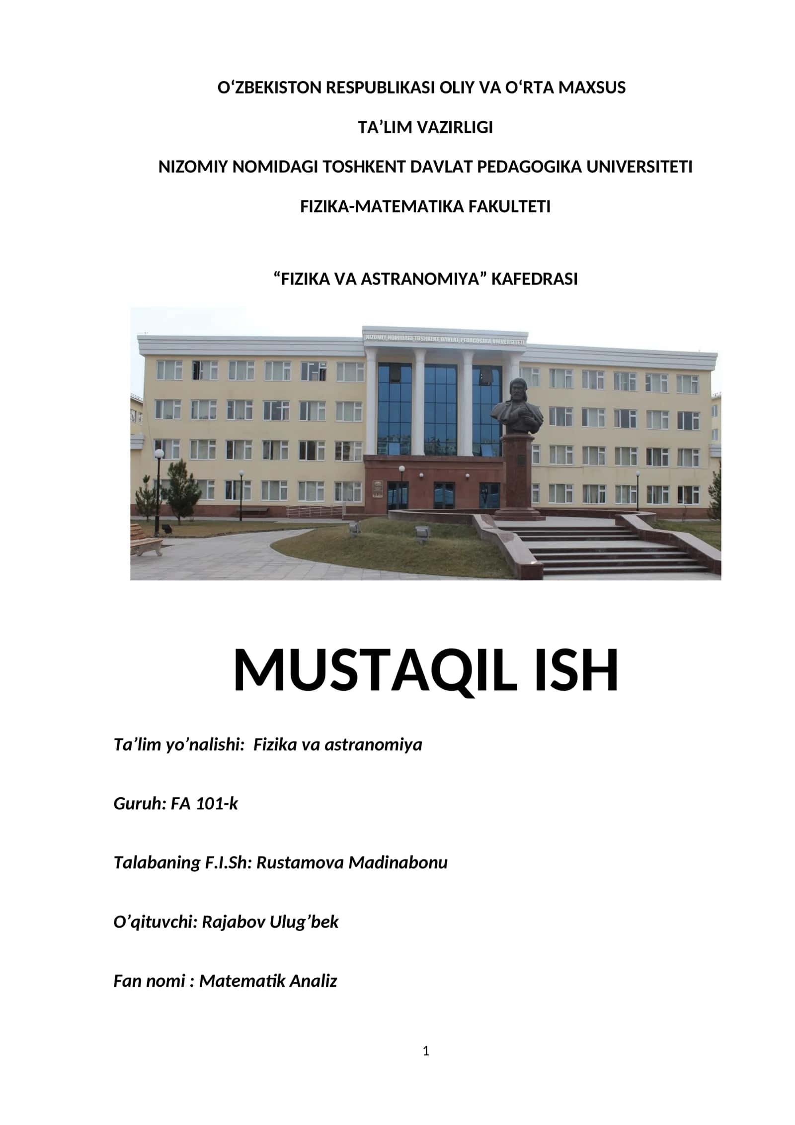 Matematik Analiz 1