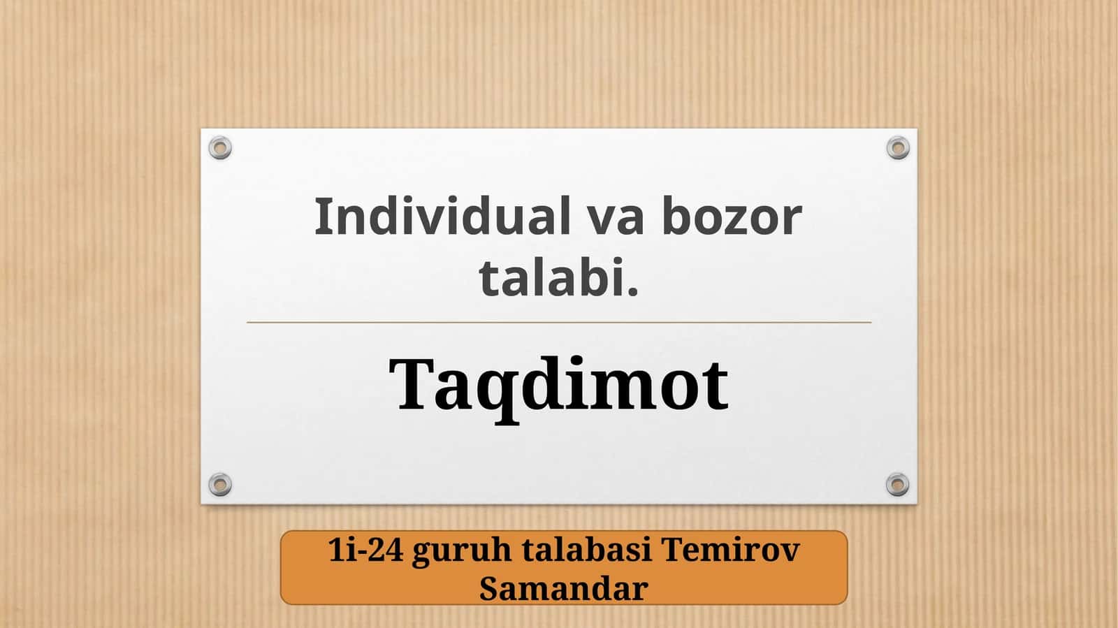 Individual va bozor talabi 1