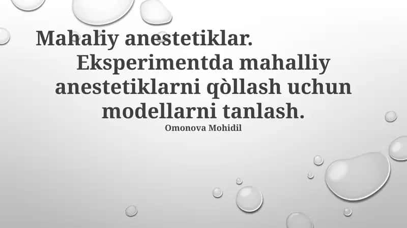 Mahaliy anestetiklar 1