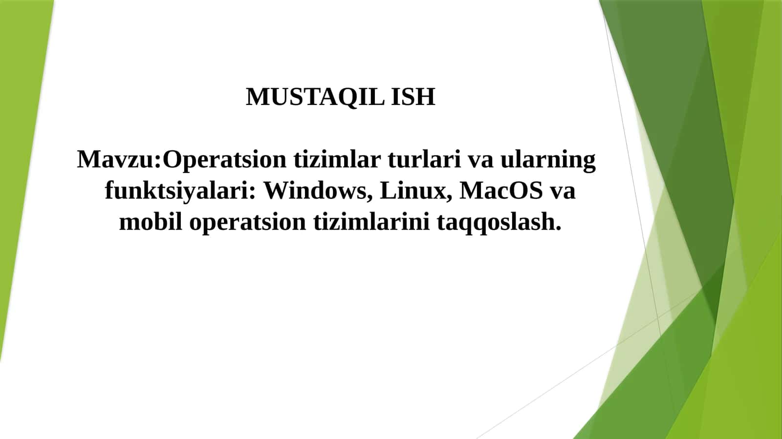 Operatsion tizimlar va ularning funktsiyalari 1