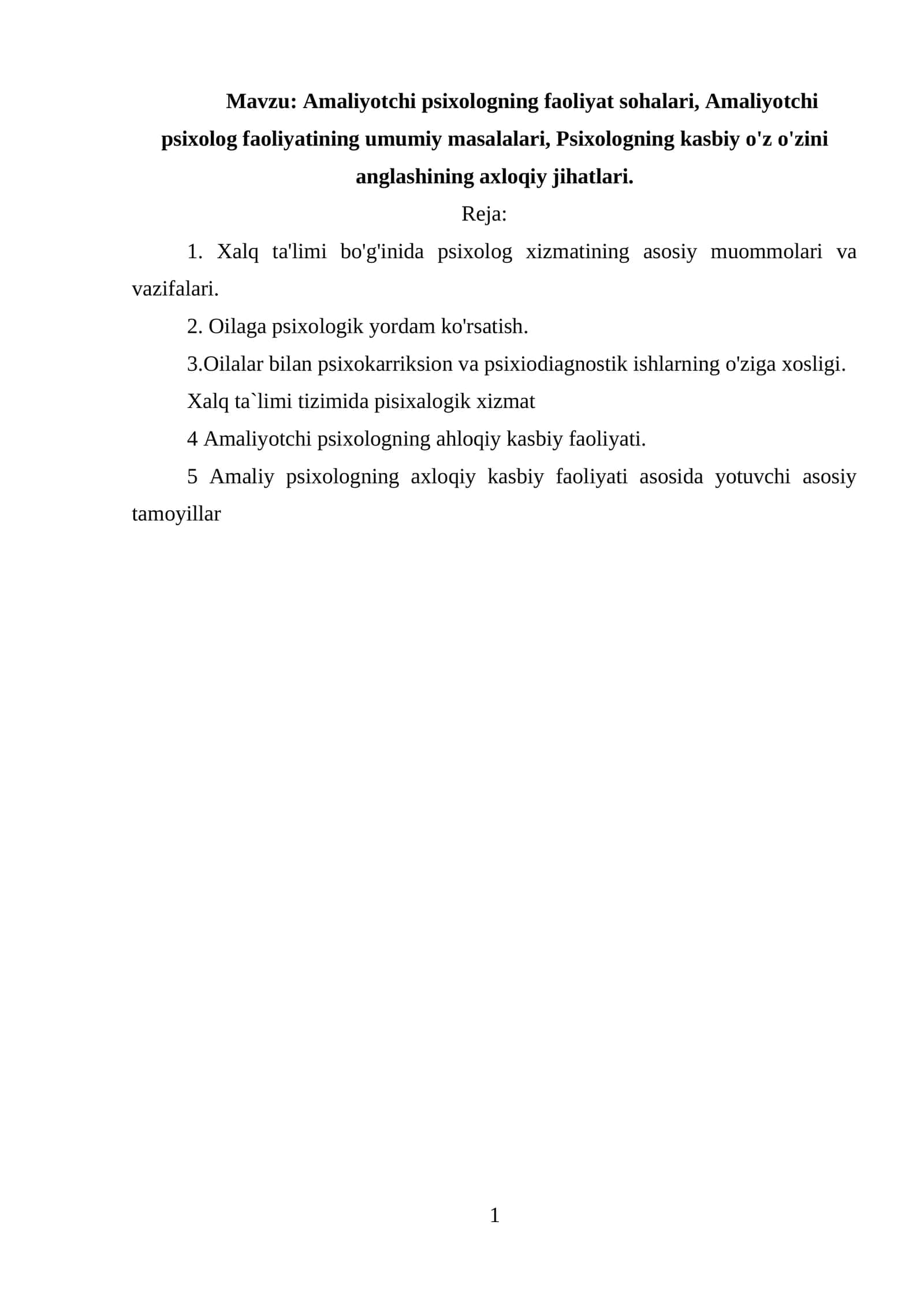 Amaliyotchi psixologning faoliyat sohalari 1