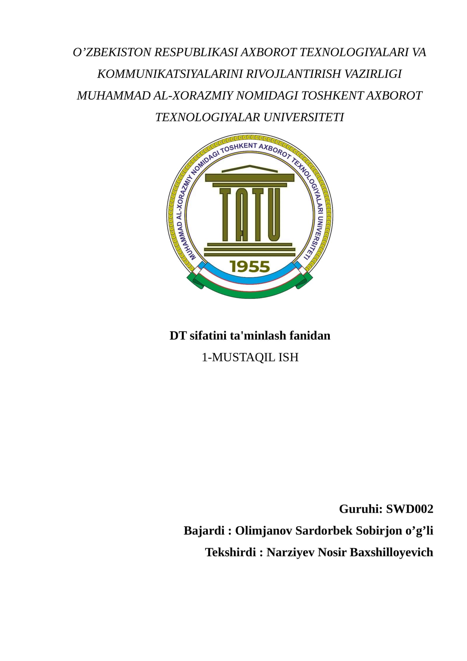 Dasturiy taʼminot sifatiga taʼsir qiluvchi omillar 1