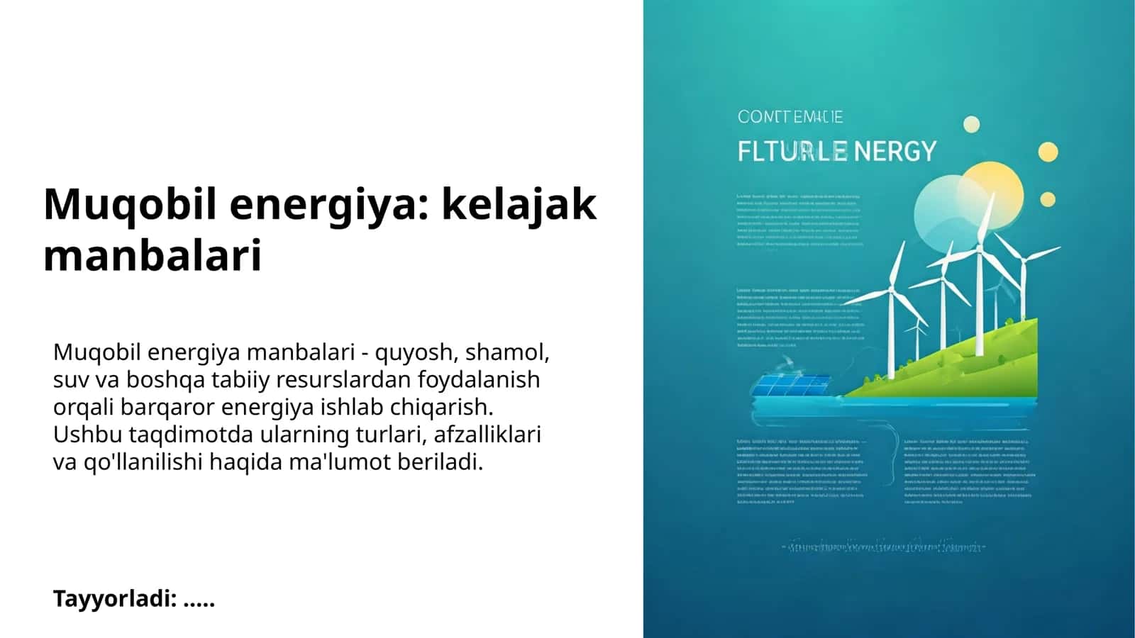 Muqobil energiya: kelajak manbalari 1