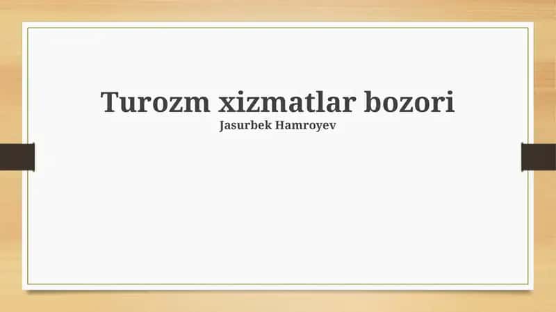 Turozm xizmatlari bozori 1