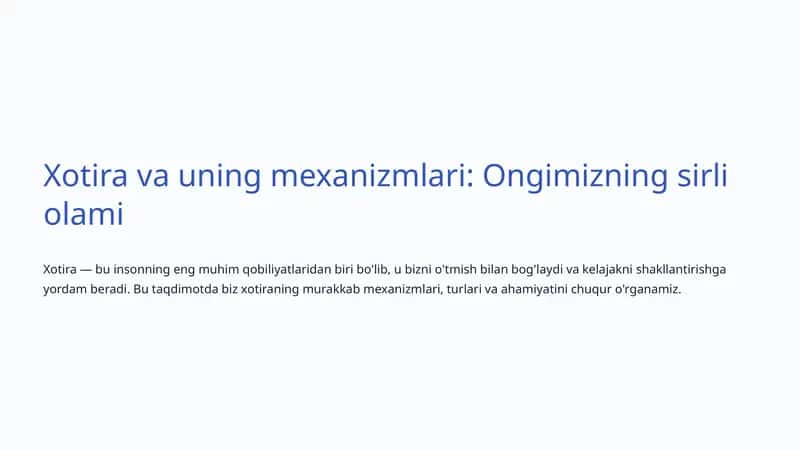 Xotira va uning mexanizmlari: Ongimizning sirli olami 1