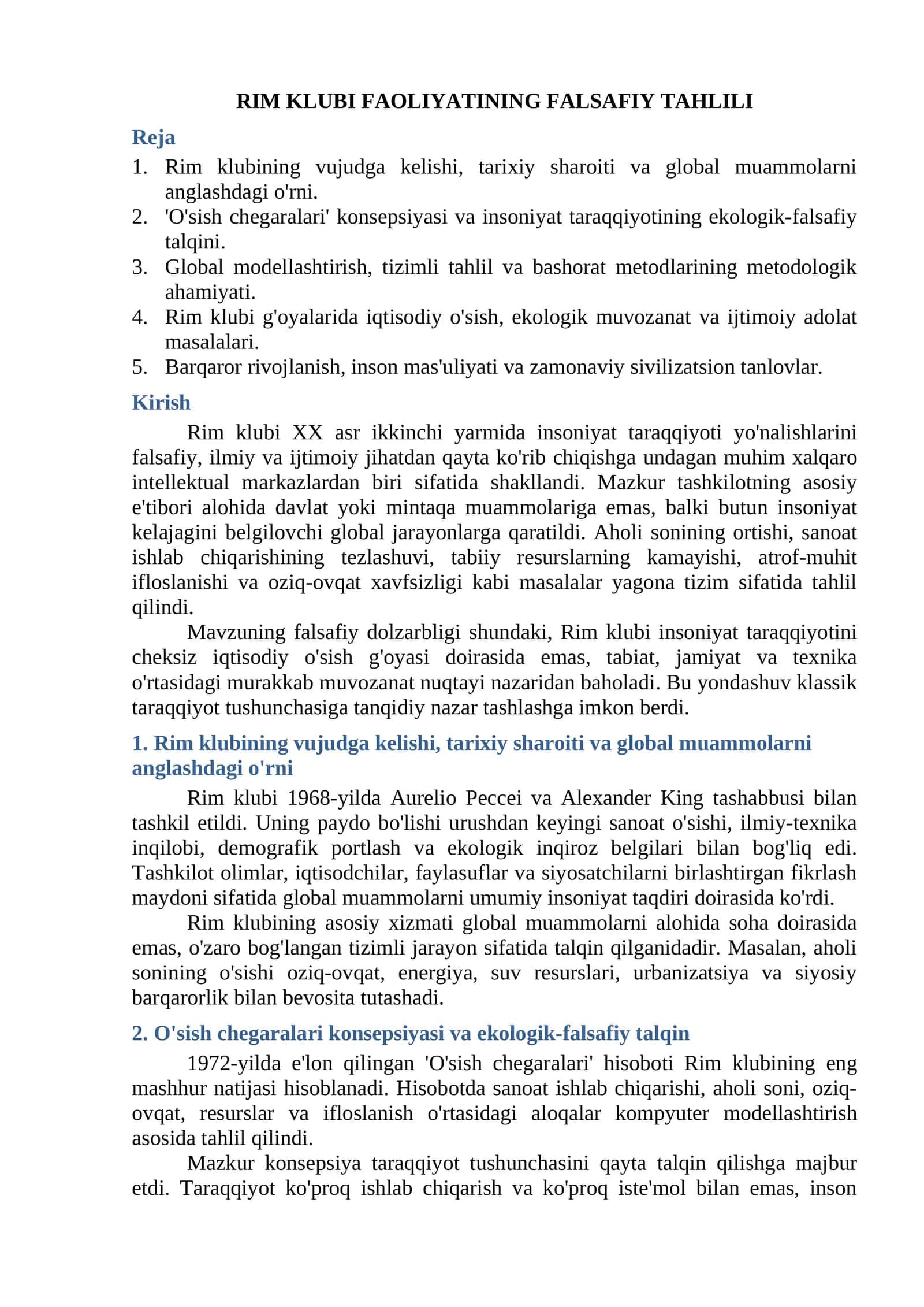 RIM KLUBI FAOLIYATINING FALSAFIY TAHLILI 1