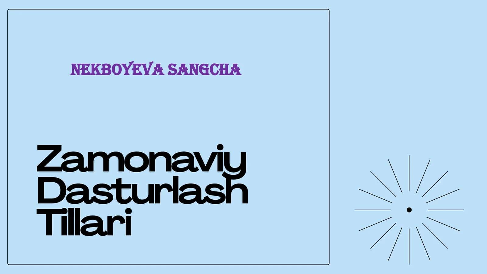 Zamonaviy Dasturlash Tillari 1