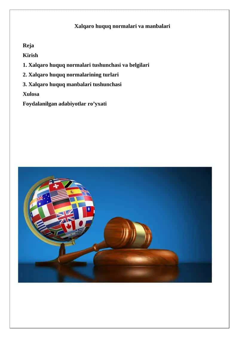 Xalqaro huquq normalari va manbalari 1