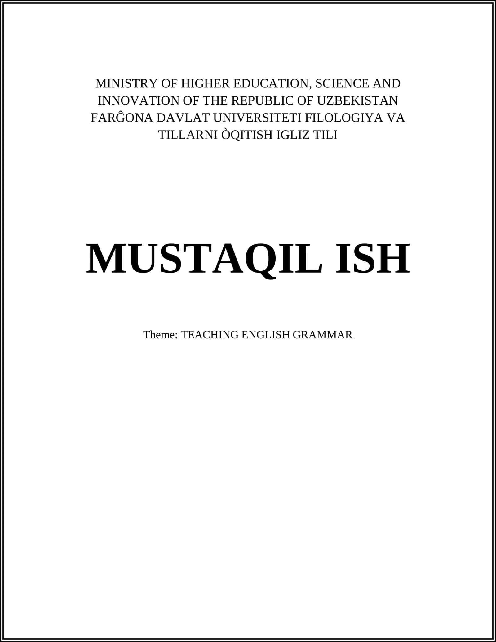 TEACHING ENGLISH GRAMMAR - MUSTAQIL ISH 1