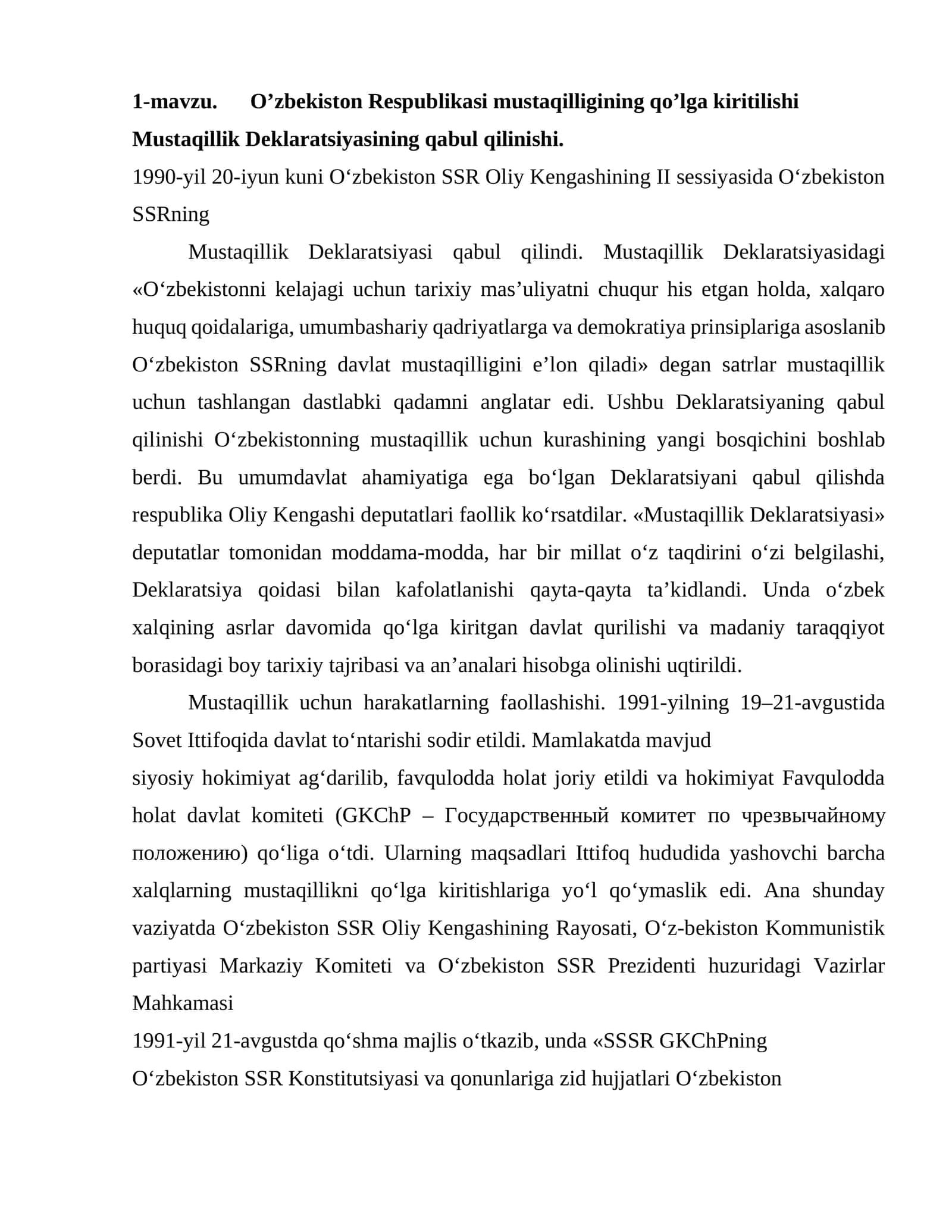 Mustaqillik Deklaratsiyasi 1