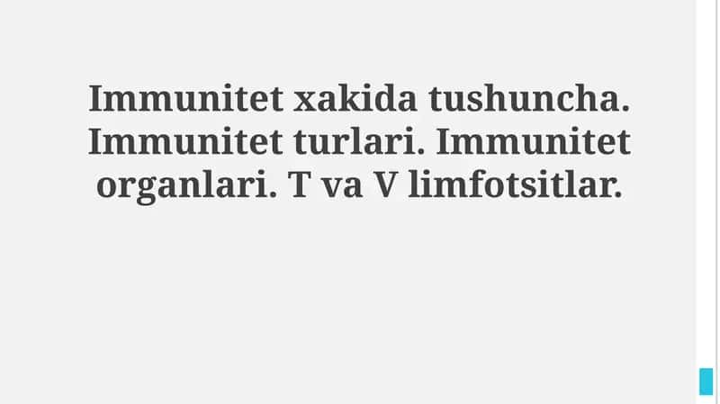 Immunitet Tushunchasi va Turlari 1