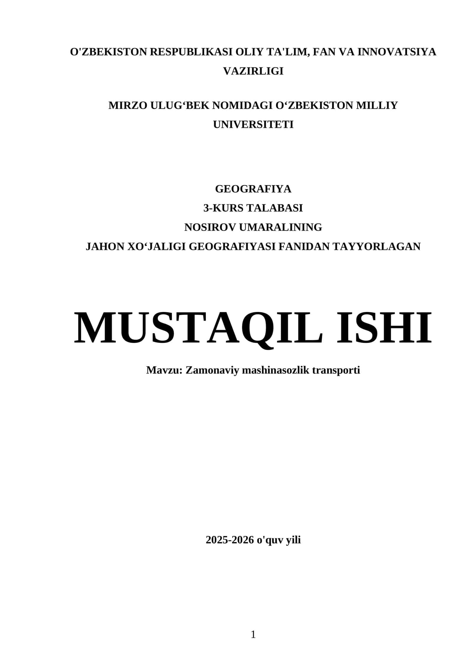 Zamonaviy mashinasozlik transporti 1