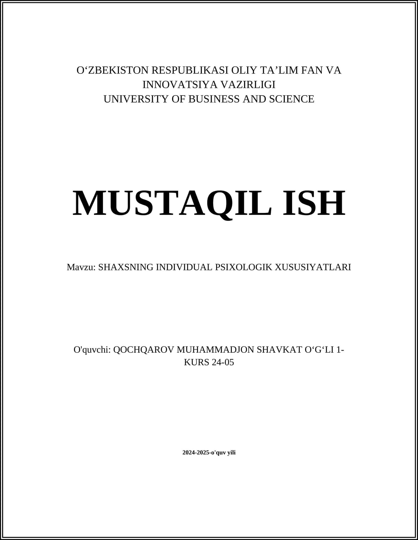 SHAXSNING INDIVIDUAL PSIXOLOGIK XUSUSIYATLARI 1