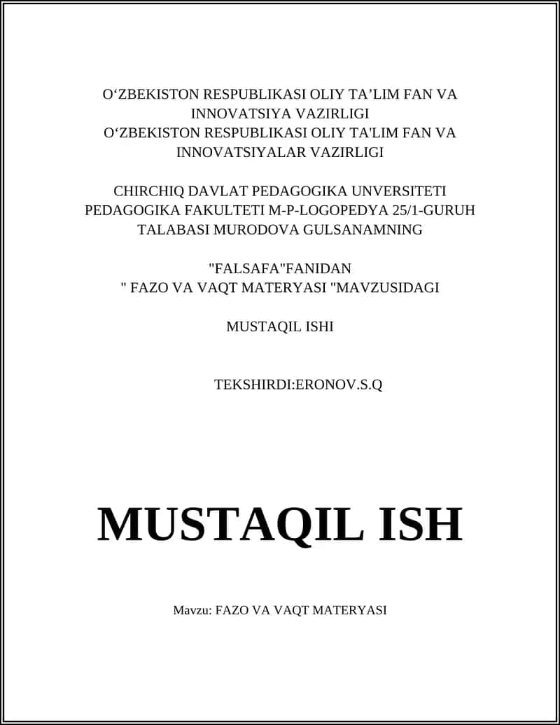 FAZO VA VAQT MATERYASI 1