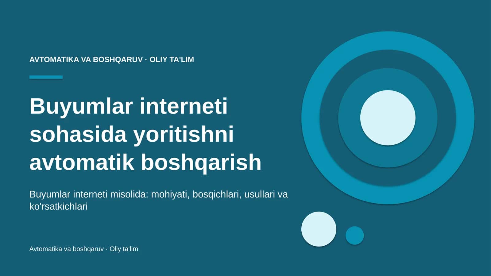 Avtomatika va boshqaruv · Oliy ta'lim 1