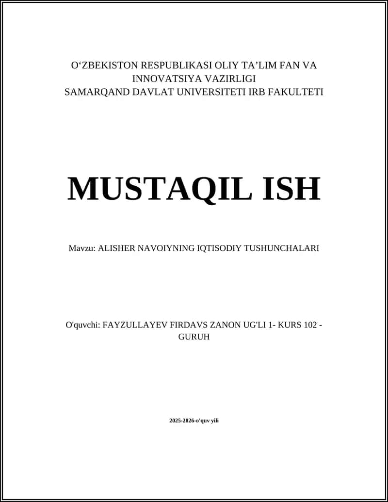 ALISHER NAVOIYNING IQTISODIY TUSHUNCHALARI 1
