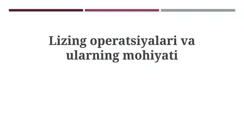 Lizing operatsiyalari