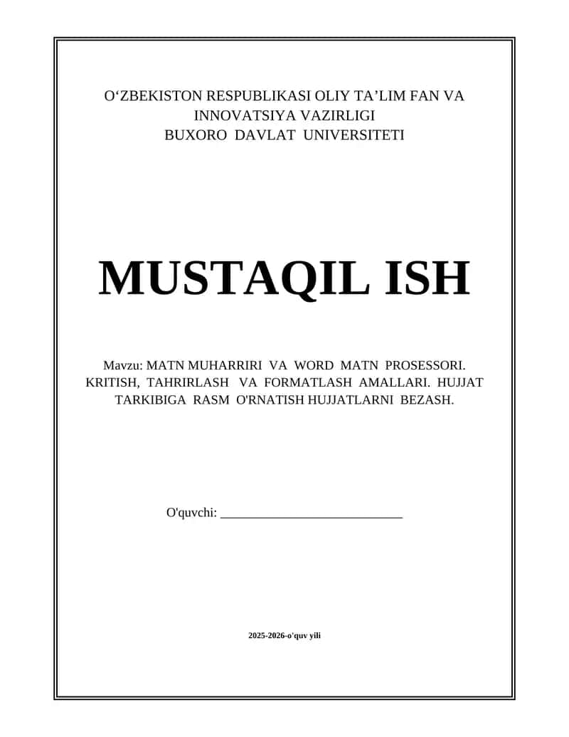 MATN MUHARRIRI VA WORD MATN PROSESSORI 1