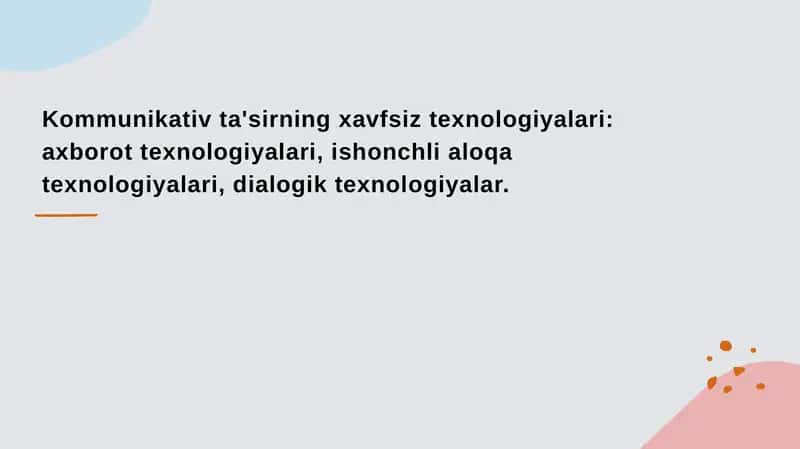 Kommunikativ ta'sirning xavfsiz texnologiyalari 1