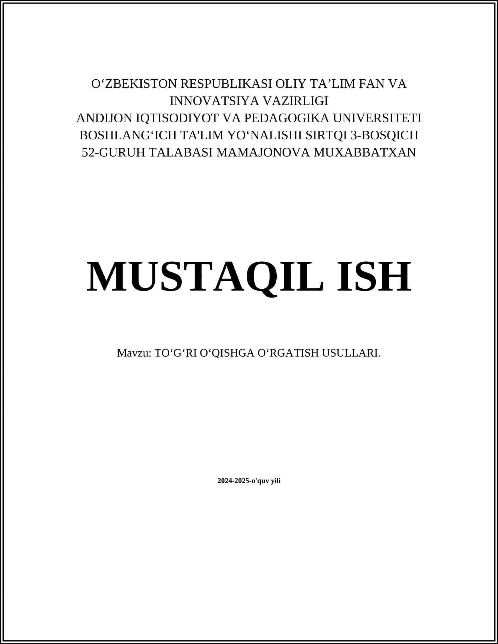 TOʻGʻRI OʻQISHGA OʻRGATISH USULLARI 1