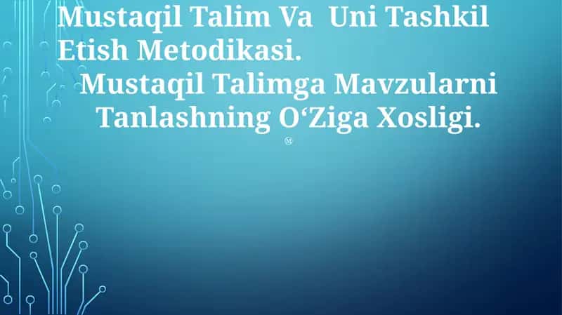 Mustaqil Talim Va Uni Tashkil Etish Metodikasi 1