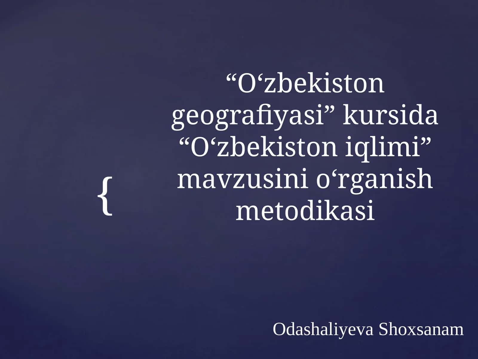 O‘zbekistoni iqlimi kursi 1