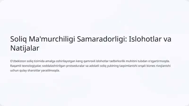 Soliq Ma'murchiligida Inqilobiy O'zgarishlar 1