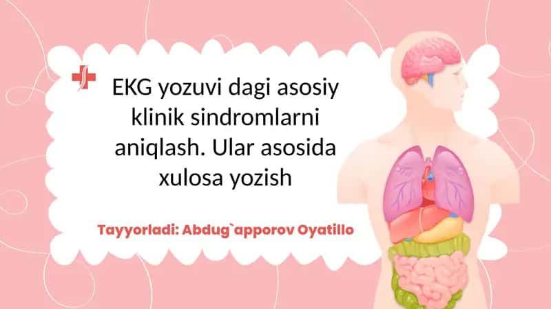 EKG yozuvi dagi asosiy klinik sindromlarni aniqlash. Ular asosida xulosa yozish 1