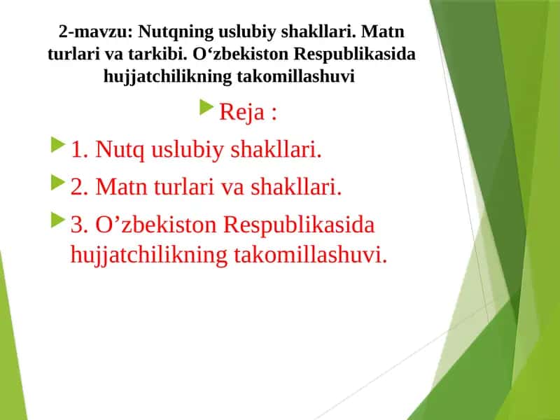 Nutqning uslubiy shakllari 1