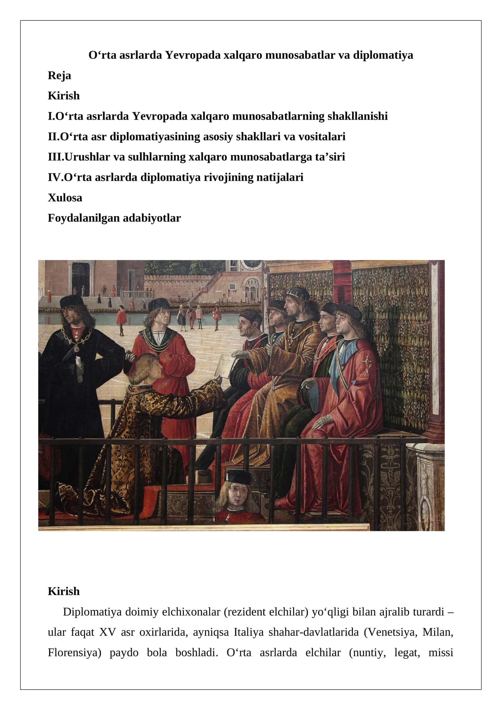 O‘rta Asrlarda Diplomatiya va Xalqaro Munosabatlar 1