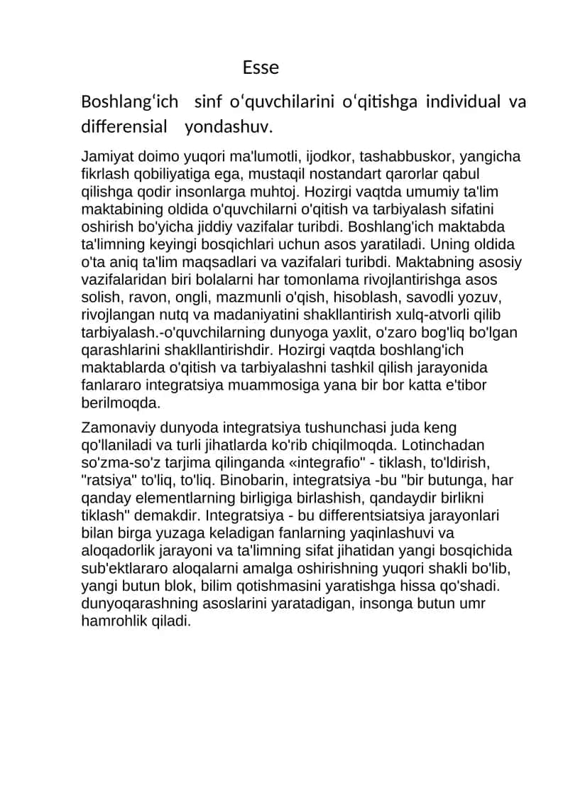 Boshlang‘ich sinf o‘quvchilarini o‘qitishga individual va differensial yondashuv 1