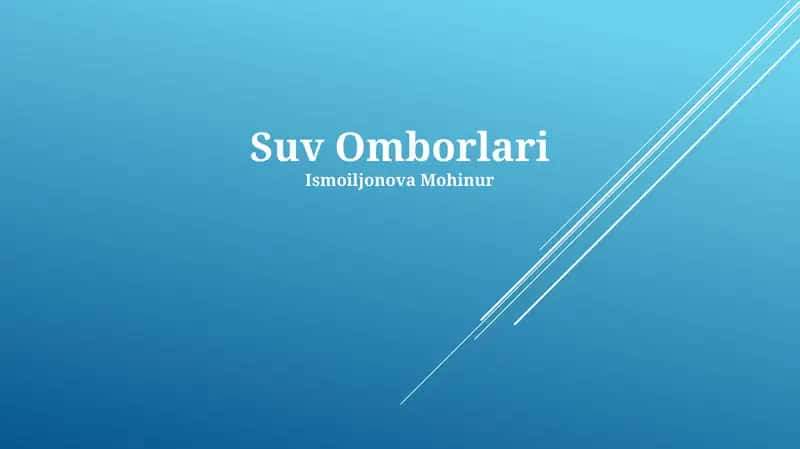 Suv Omborlari 1
