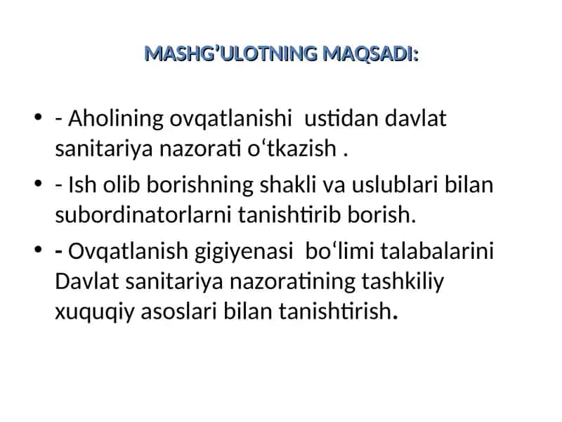 Ovqatlanish gigiyenasi bo‘limi 1