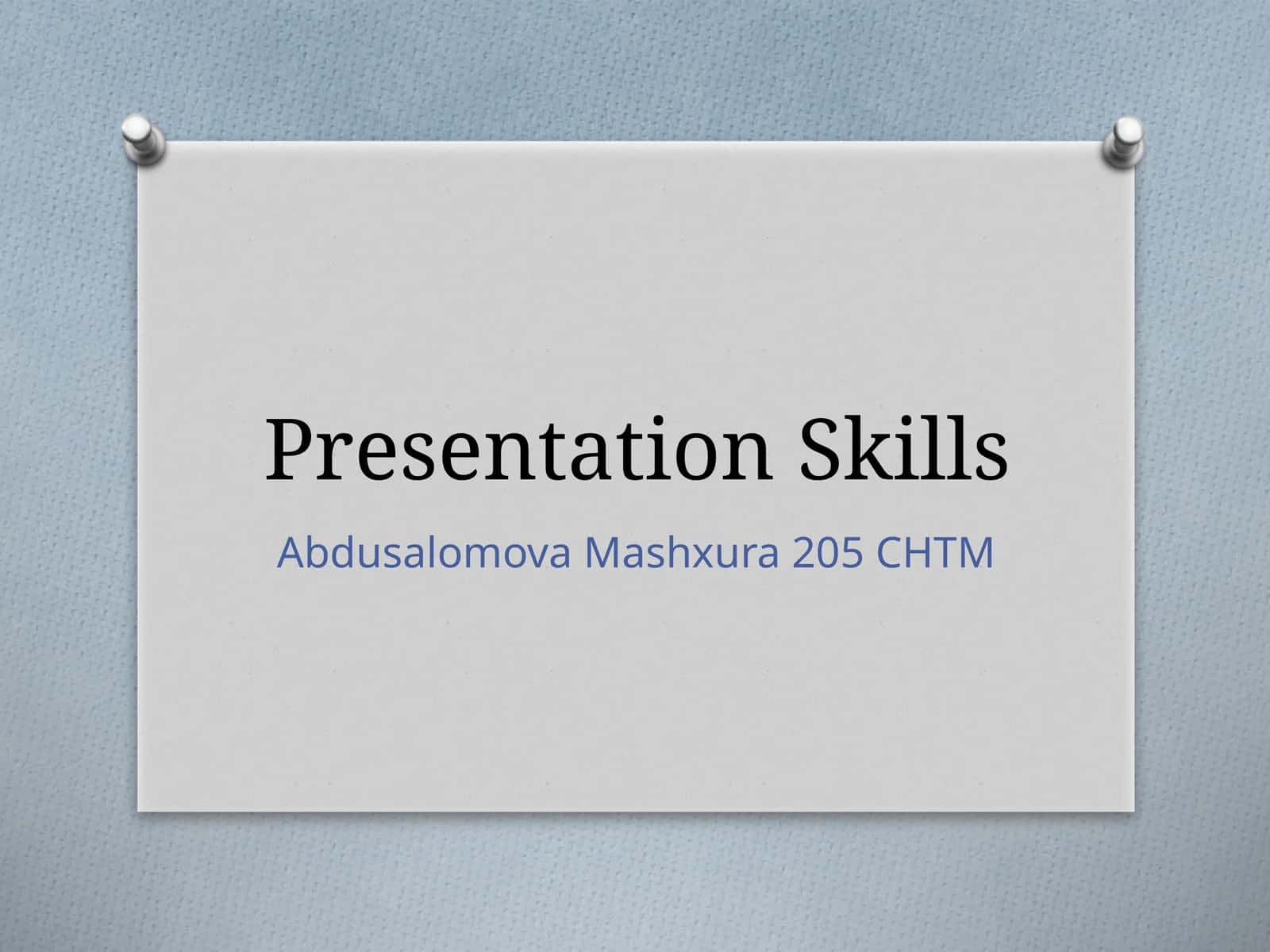 Presentation Skills 1