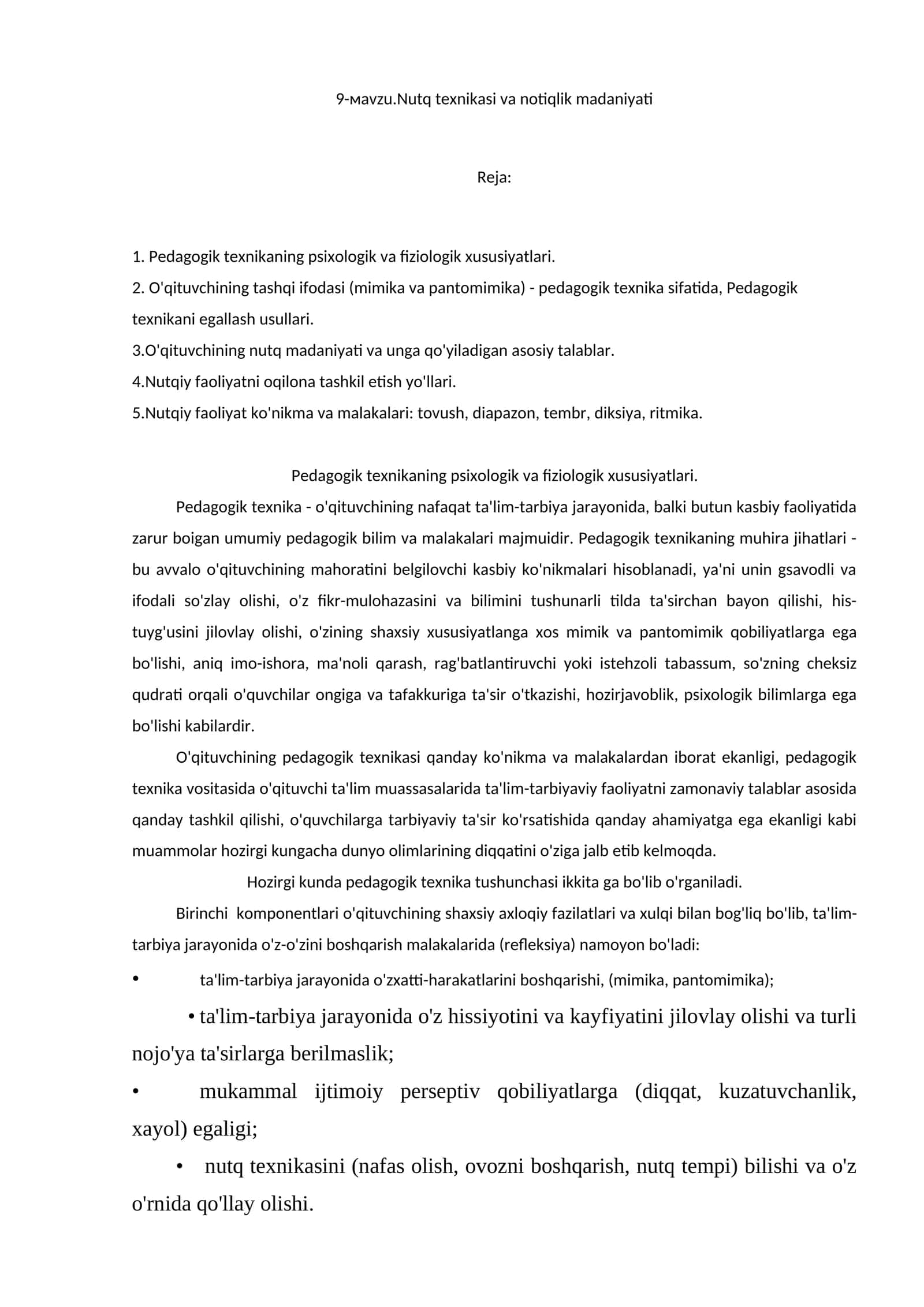 Nutq texnikasi va notiqlik madaniyati 1