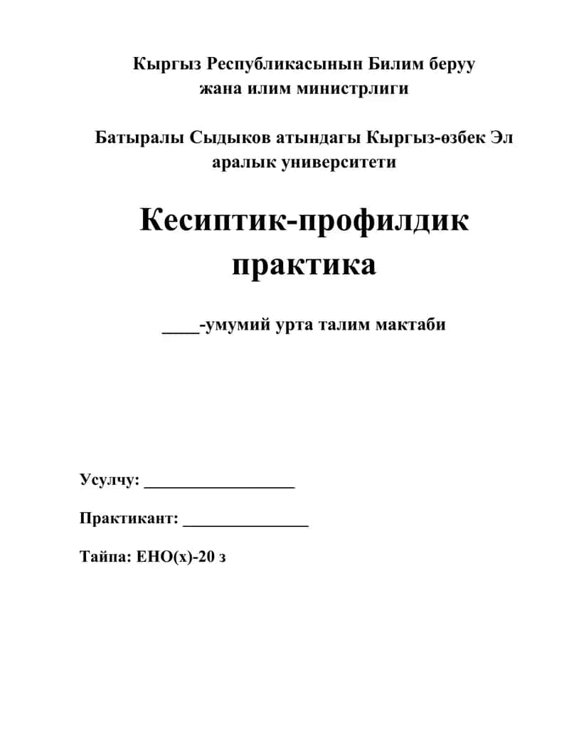 Кесиптик-профилдик практика 1